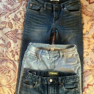 3 Pair Girls Denim Jeans . Size 12 . Levi, Justice, & Old Navy